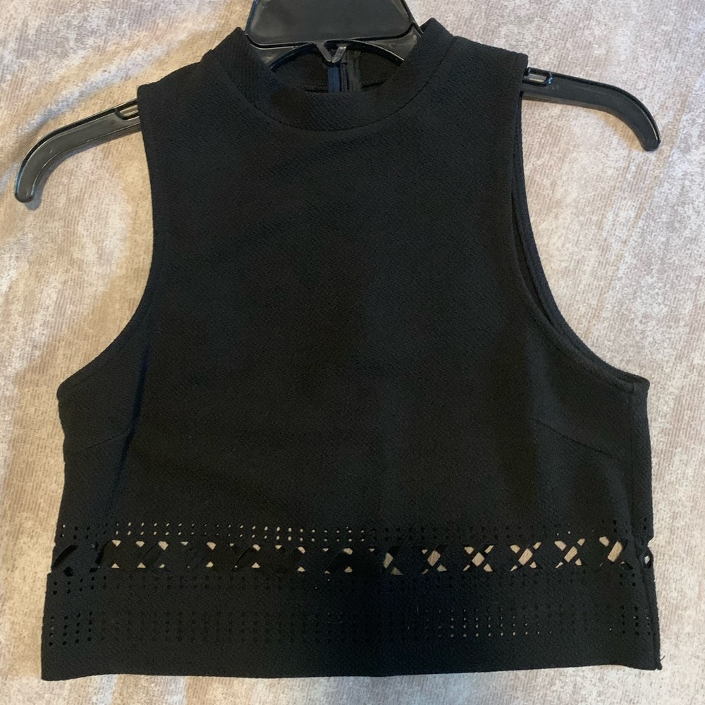 Black Laser Cut Crop Top